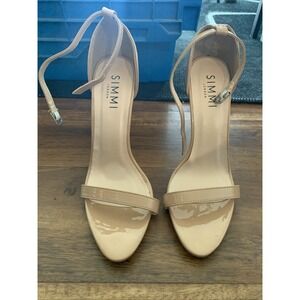 SIMMI 5" HEEL London Women's Nude Patent AnkleStrap Heel SZ 6 Sexy Heel Clubwear